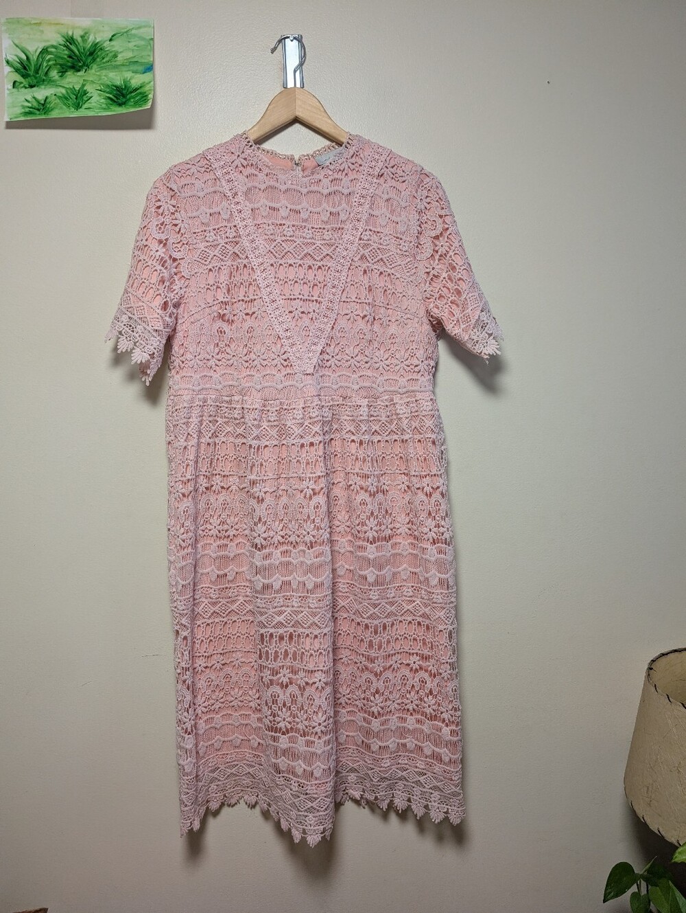 One Loved Babe XL Pink Lace Maternity Dress Boho Baby Shower Cottagecore